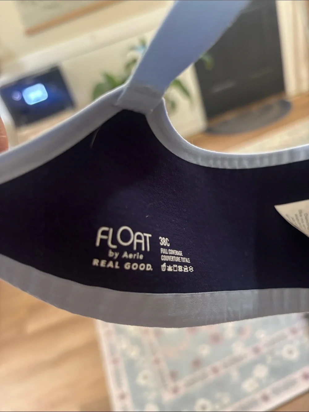 aerie Navy Underwire Bra with Light Blue Trim